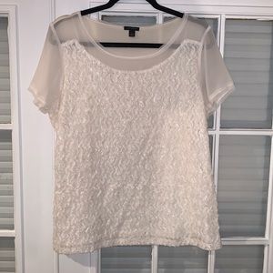 Ann Taylor Short Sleeve Blouse, size Large, White/Cream